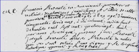 Acte de sépulture de François QUERSANTE - Archives départementales des Côtes d'Armor
